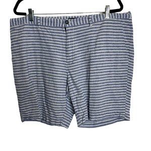 Michael Kors Men's Linen Blend Casual Chino Shorts Blue & White Striped Size 40